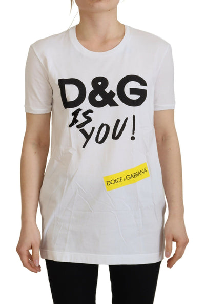 White DG Logo Printed Short Sleeves Top