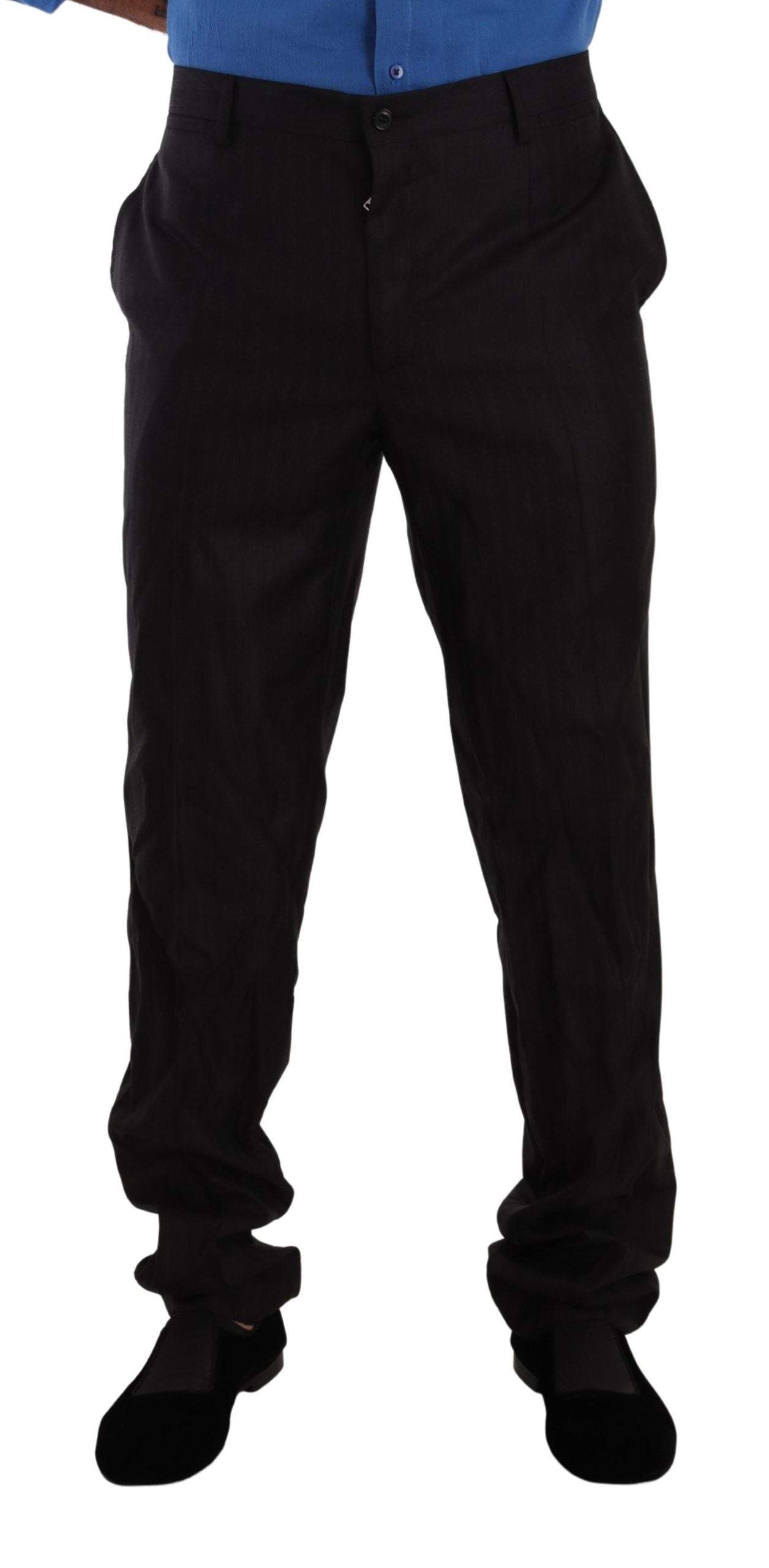 Dolce & Gabbana Gray Wool Silk Dress Trouser Dress Pants #men, Dolce & Gabbana, feed-1, Gray, IT54 | XL, Jeans & Pants - Men - Clothing at SEYMAYKA