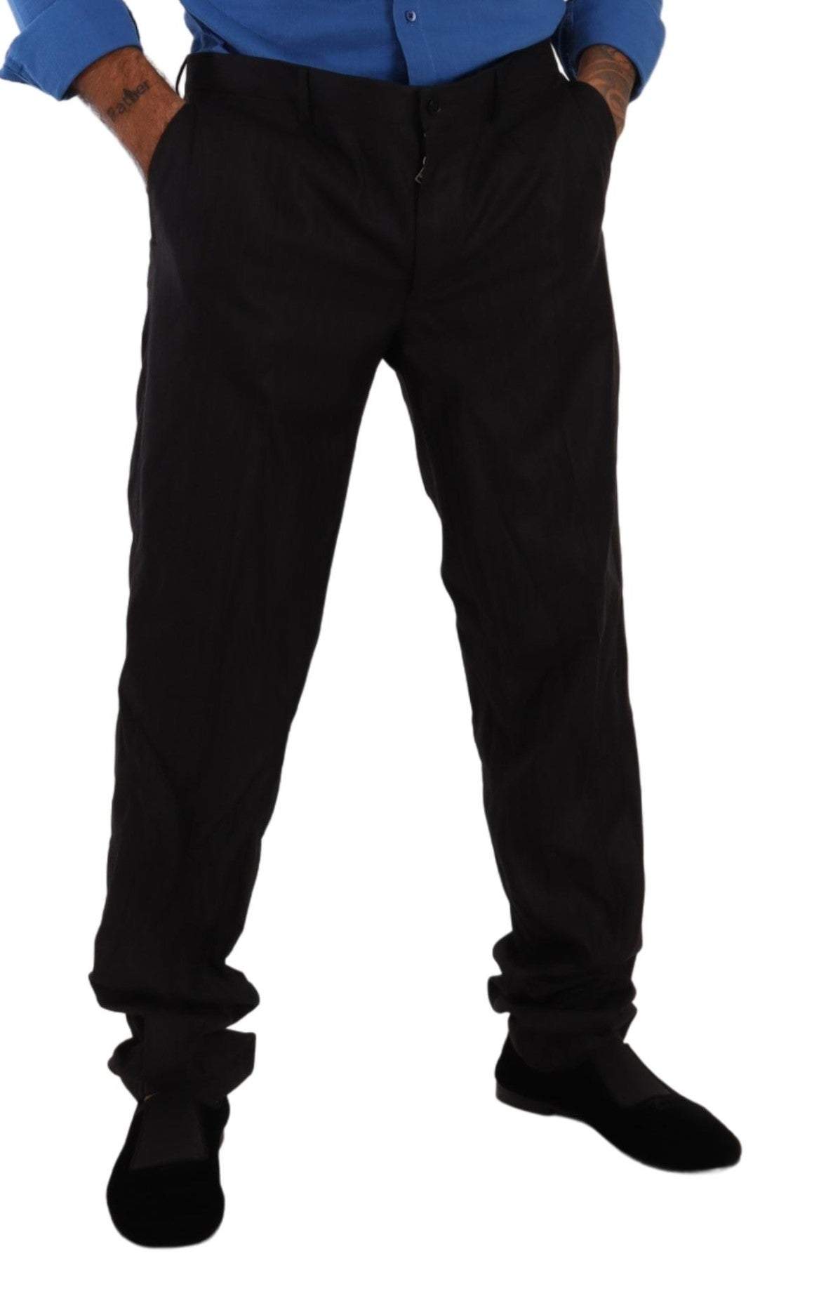 Dolce & Gabbana Gray Wool Silk Dress Trouser Dress Pants #men, Dolce & Gabbana, feed-1, Gray, IT54 | XL, Jeans & Pants - Men - Clothing at SEYMAYKA