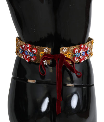 Dolce & Gabbana multicolor Embellished Floral Crystal Wide Waist Belt #women, Accessories - New Arrivals, Belts - Women - Accessories, Dolce & Gabbana, feed-agegroup-adult, feed-color-Multicolor, feed-gender-female, feed-size-IT42|M, IT42|M, Multicolor at SEYMAYKA