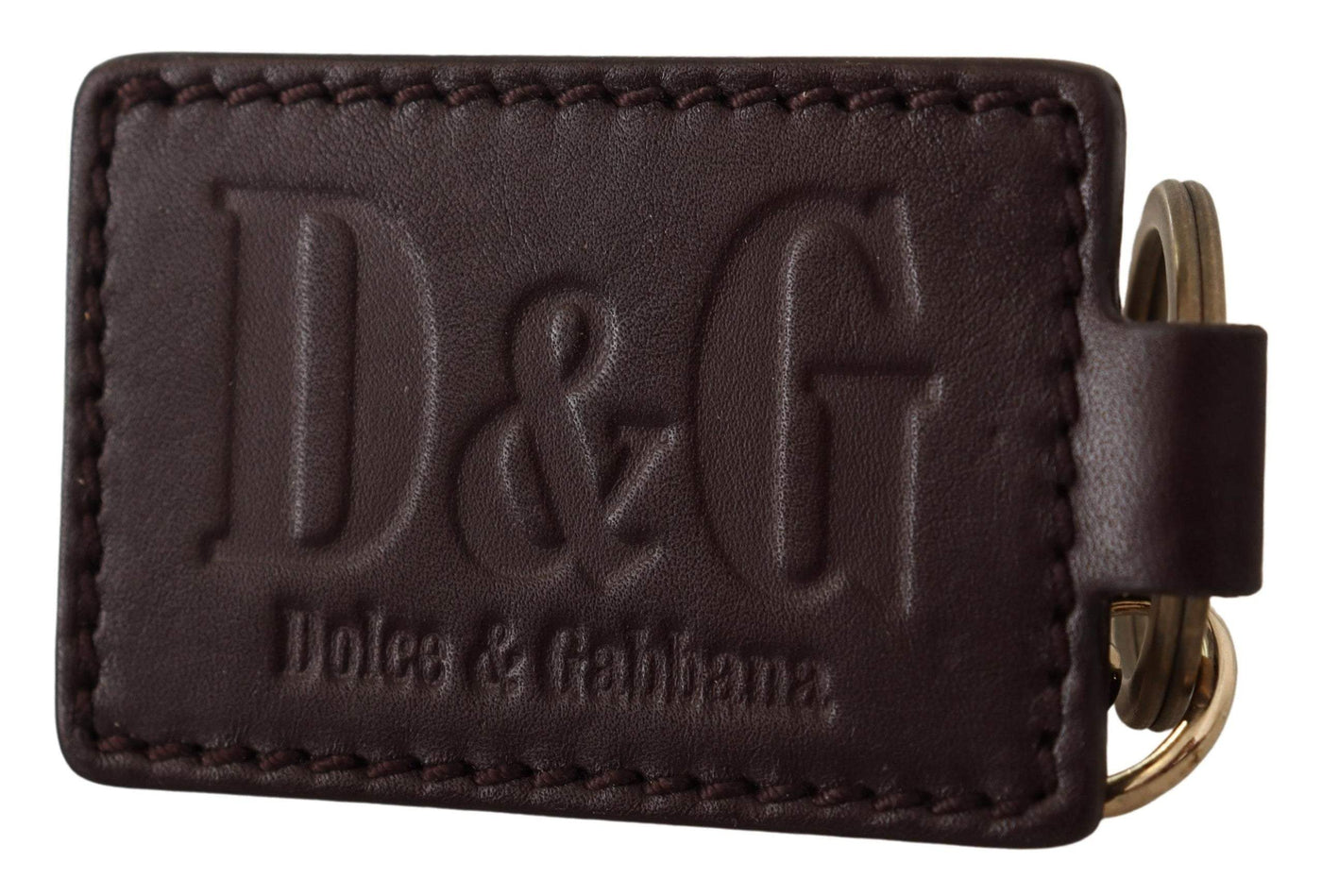 Dolce & Gabbana Brown Leather Logo Metal Ring Hook Keychain #men, Brown, Dolce & Gabbana, feed-agegroup-adult, feed-color-Brown, feed-gender-male, Keychains - Men - Accessories at SEYMAYKA