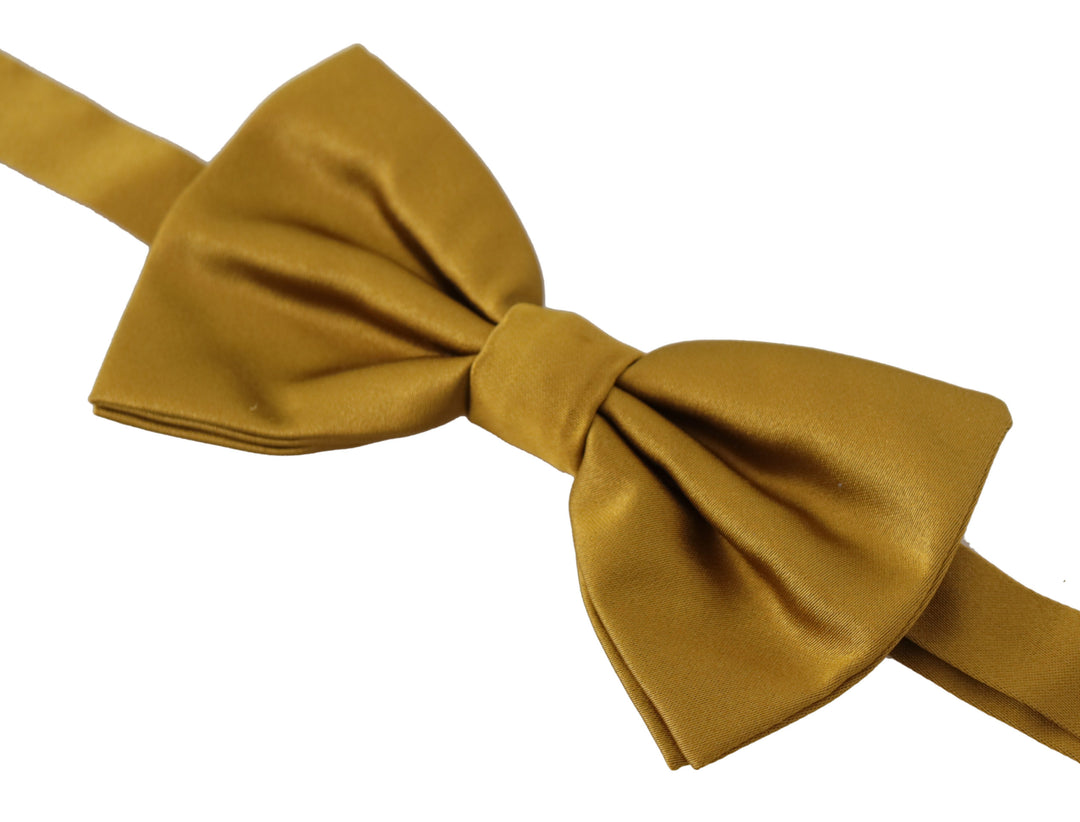 Dolce & Gabbana Yellow Mustard 100% Silk Butterfly Papillon Bow Tie