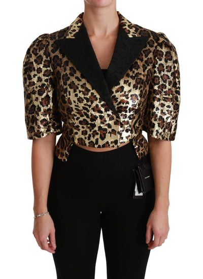 Dolce & Gabbana Blazer Gold Leopard Sequined Jacket #women, Brand_Dolce & Gabbana, Catch, Dolce & Gabbana, feed-agegroup-adult, feed-color-gold, feed-gender-female, feed-size-IT36 | XS, feed-size-IT38 | S, feed-size-IT42|M, feed-size-IT44|L, feed-size-IT46|XL, Gender_Women, Gold, IT36 | XS, IT38 | S, IT42|M, IT44|L, IT46|XL, Jackets & Coats - Women - Clothing, Kogan, Women - New Arrivals at SEYMAYKA