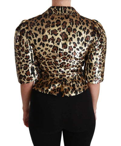 Dolce & Gabbana Blazer Gold Leopard Sequined Jacket #women, Brand_Dolce & Gabbana, Catch, Dolce & Gabbana, feed-agegroup-adult, feed-color-gold, feed-gender-female, feed-size-IT36 | XS, feed-size-IT38 | S, feed-size-IT42|M, feed-size-IT44|L, feed-size-IT46|XL, Gender_Women, Gold, IT36 | XS, IT38 | S, IT42|M, IT44|L, IT46|XL, Jackets & Coats - Women - Clothing, Kogan, Women - New Arrivals at SEYMAYKA