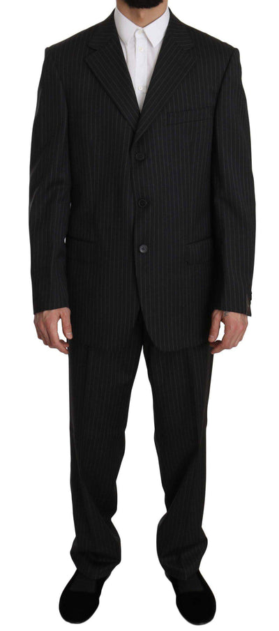Z ZEGNA Striped Two Piece 3 Button  Wool Suit #men, Black, Catch, feed-agegroup-adult, feed-color-black, feed-gender-male, Gender_Men, IT52 | XL, Kogan, Men - New Arrivals, Suits - Men - Clothing, Z ZEGNA at SEYMAYKA