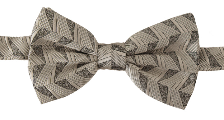 Dolce & Gabbana Gray 100% Silk Adjustable Neck Papillon Bow Tie