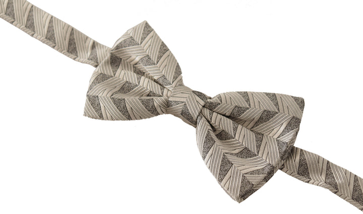 Dolce & Gabbana Gray 100% Silk Adjustable Neck Papillon Bow Tie