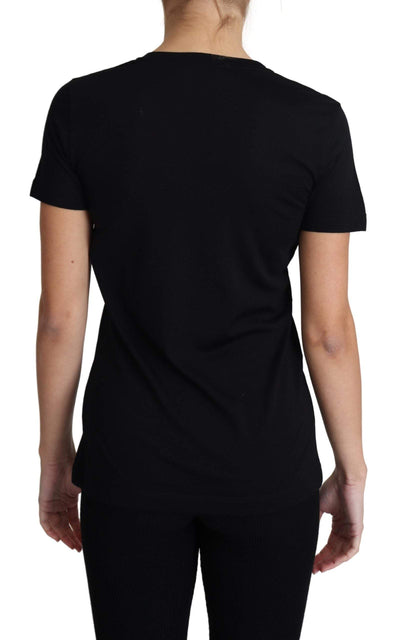 Dolce & Gabbana Black Wool Round Neck Short Sleeves T-shirt Black, Dolce & Gabbana, feed-1, IT40|S, Tops & T-Shirts - Women - Clothing, Women - New Arrivals at SEYMAYKA
