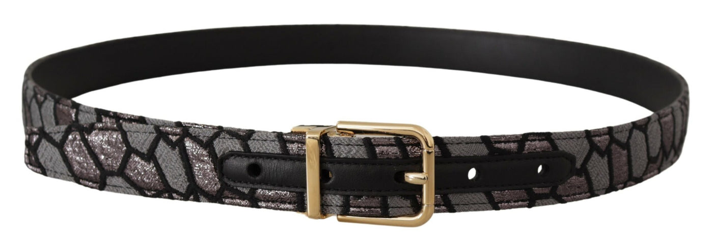 Dolce & Gabbana Multicolor Patchwork Leather Gold Jaquard Belt