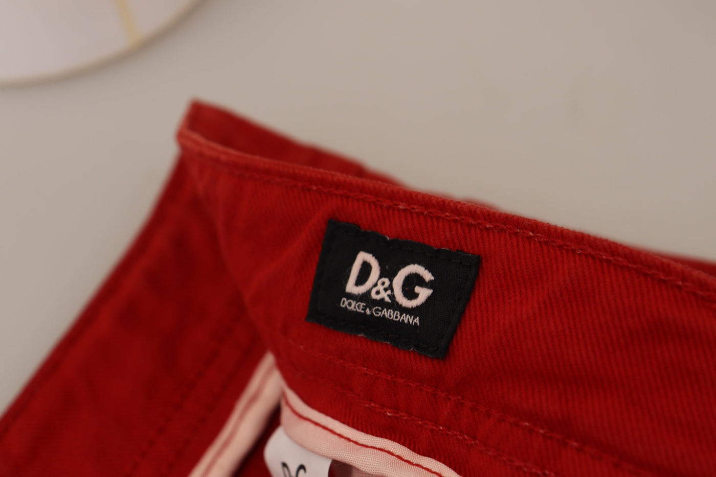 Dolce & Gabbana Red Cotton Straight Fit  Denim Jeans