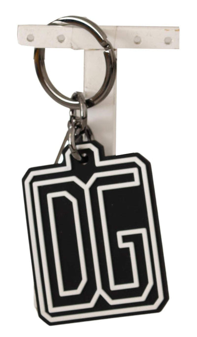 Dolce & Gabbana Black White DG Rubber Logo Silver Ring Keychain #men, Black, Dolce & Gabbana, feed-agegroup-adult, feed-color-Black, feed-gender-male, Keychains - Men - Accessories at SEYMAYKA