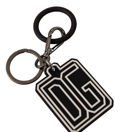 Dolce & Gabbana Black White DG Rubber Logo Silver Ring Keychain #men, Black, Dolce & Gabbana, feed-agegroup-adult, feed-color-Black, feed-gender-male, Keychains - Men - Accessories at SEYMAYKA