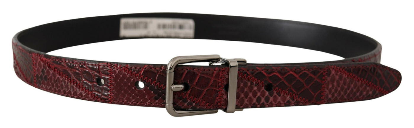 Dolce & Gabbana Red Exotic Leather Metal Logo Buckle Belt