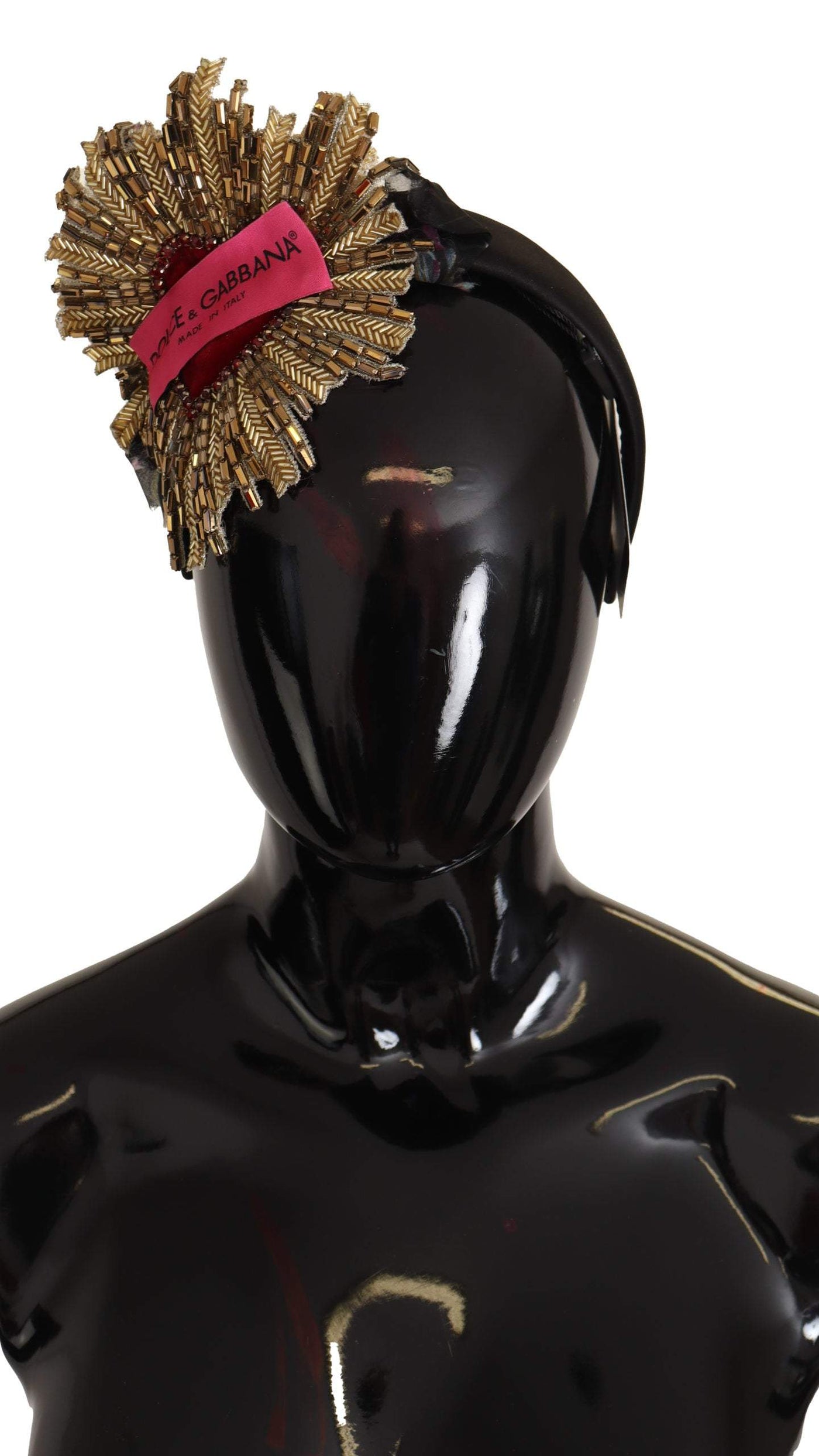 Dolce & Gabbana Black Gold Sacred Heart Logo Embellished Headband Diadem Dolce & Gabbana, feed-1, Gold, Headbands - Women - Accessories at SEYMAYKA