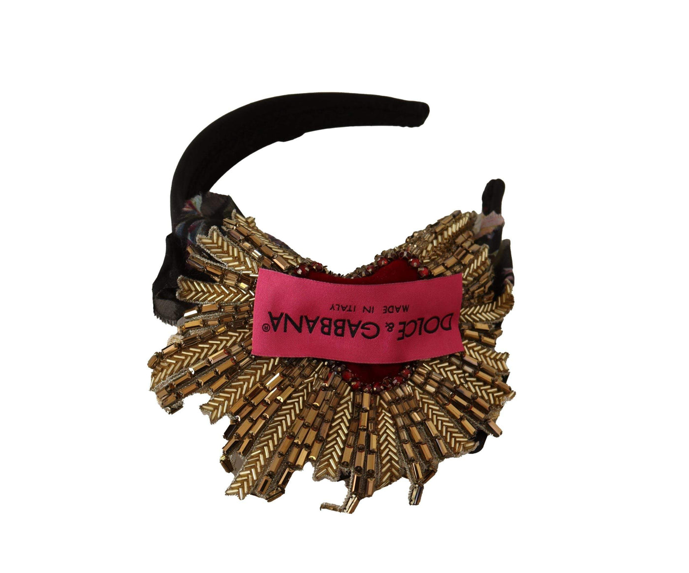 Dolce & Gabbana Black Gold Sacred Heart Logo Embellished Headband Diadem Dolce & Gabbana, feed-1, Gold, Headbands - Women - Accessories at SEYMAYKA