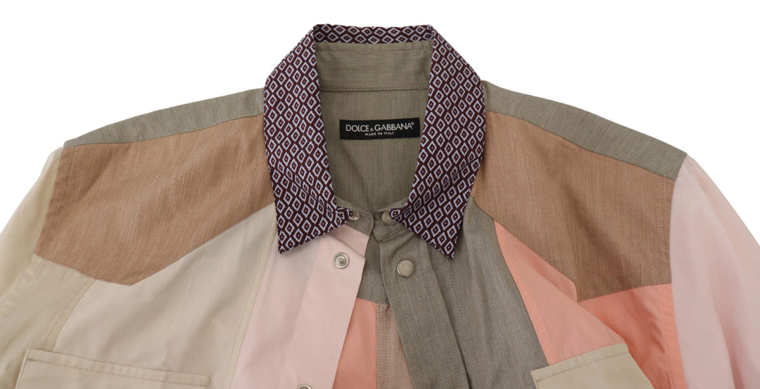 Dolce & Gabbana Multicolor Cotton Patchwork Slim Shirt