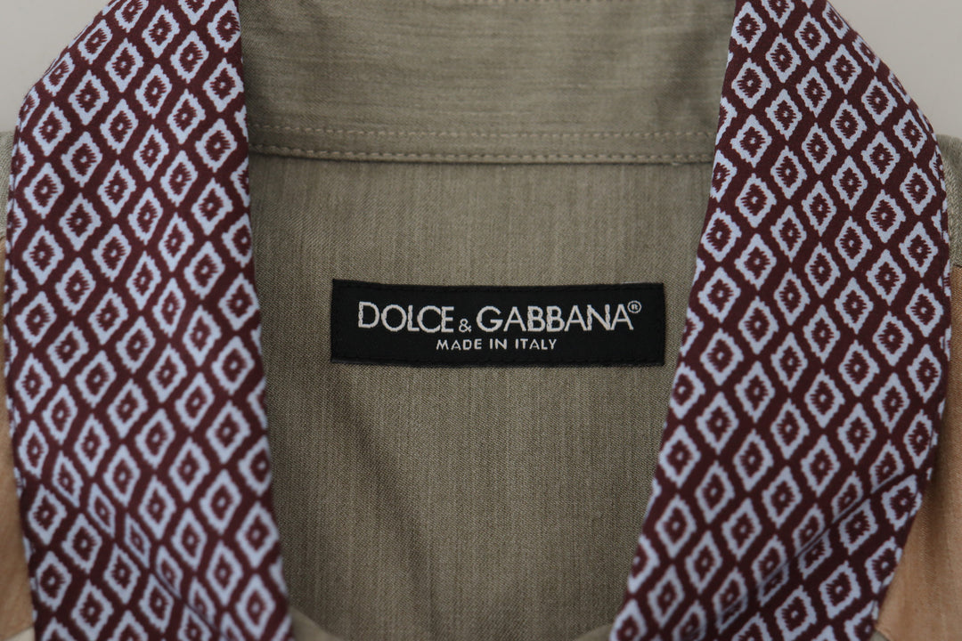 Dolce & Gabbana Multicolor Cotton Patchwork Slim Shirt