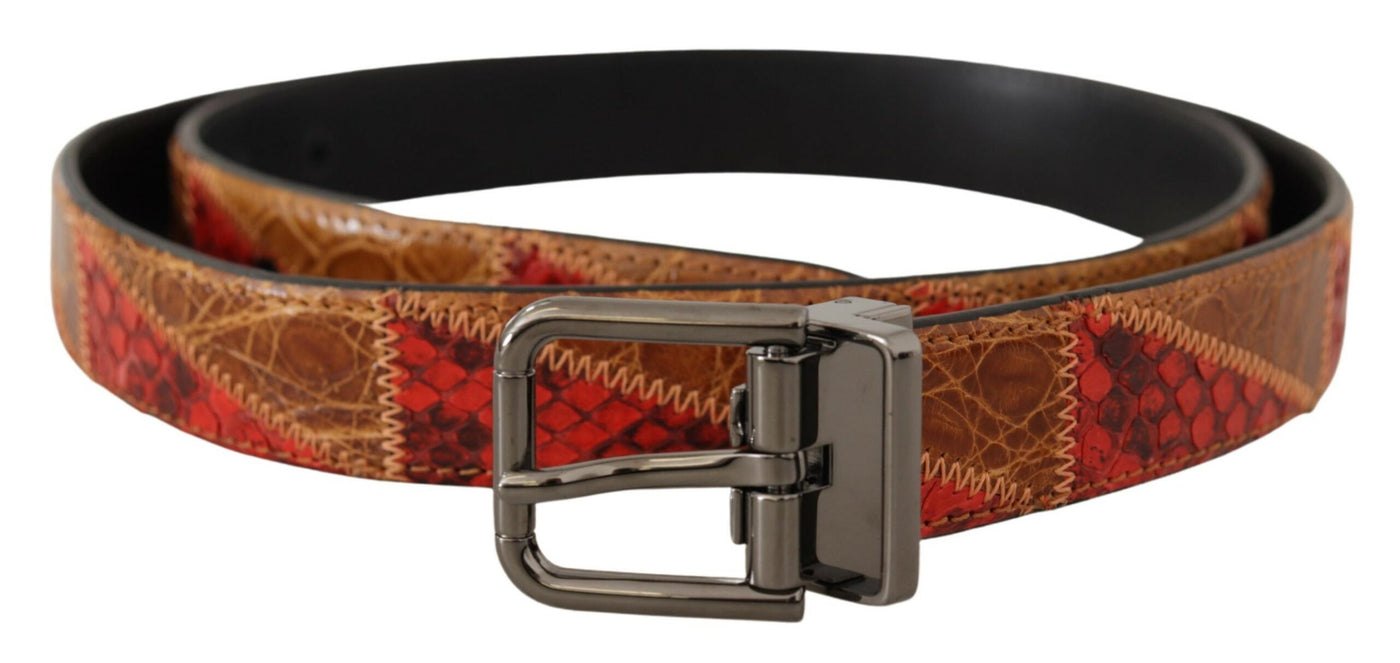 Dolce & Gabbana Multicolor Exotic Vintage Chrome Buckle Belt