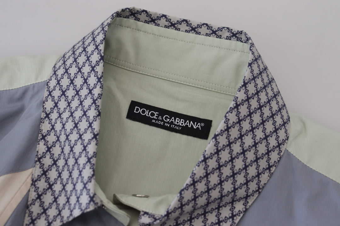 Dolce & Gabbana Multicolor Cotton Patchwork Slim Shirt