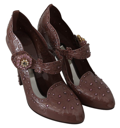 Dolce & Gabbana Brown Floral Crystal CINDERELLA Heels Shoes #women, Brand_Dolce & Gabbana, Brown, Dolce & Gabbana, EU40/US9.5, feed-agegroup-adult, feed-color-brown, feed-gender-female, feed-size-US9.5, Gender_Women, Pumps - Women - Shoes, Shoes - New Arrivals at SEYMAYKA