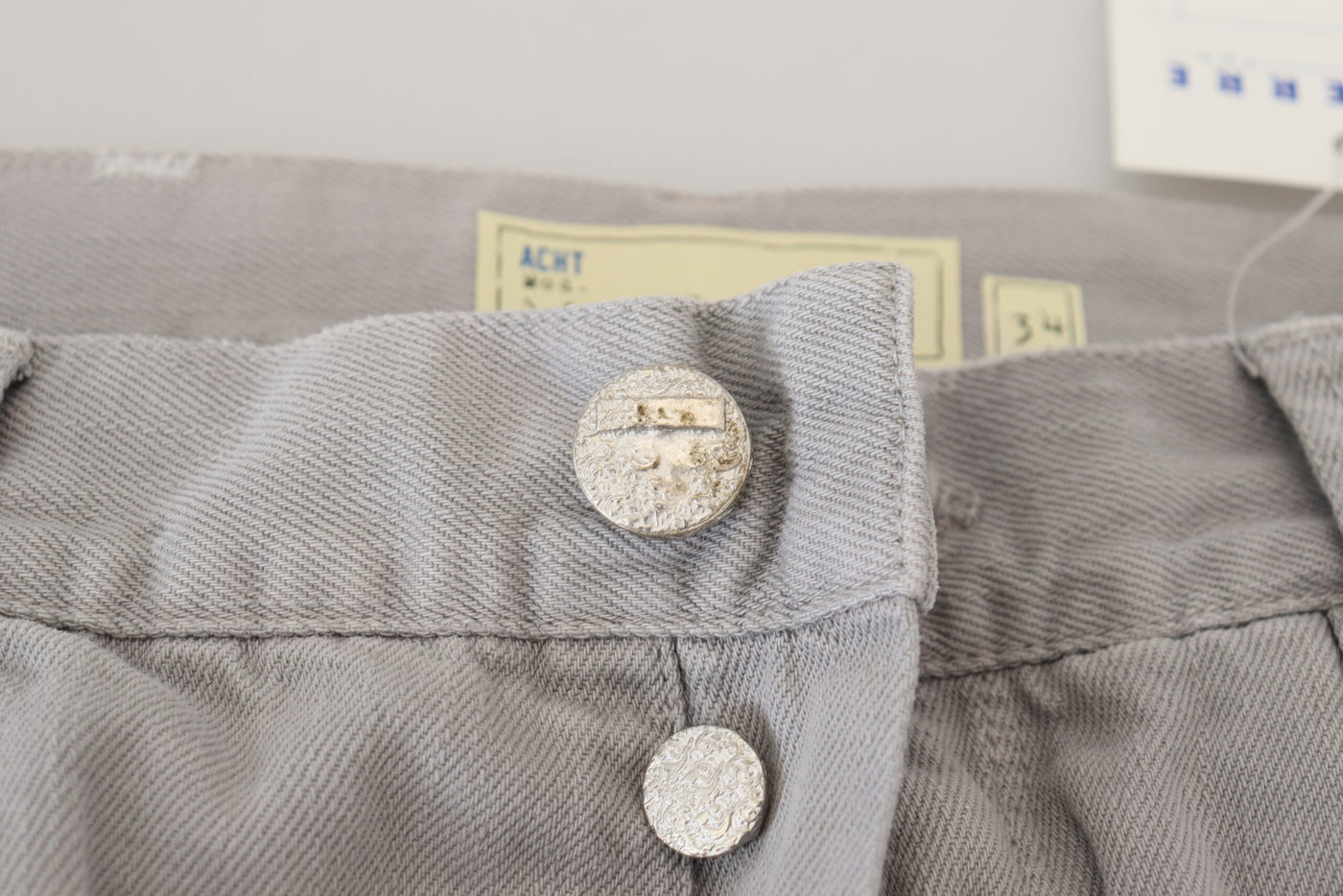 Acht Gray Cotton Straight Fit Folded Hem Casual Denim Jeans