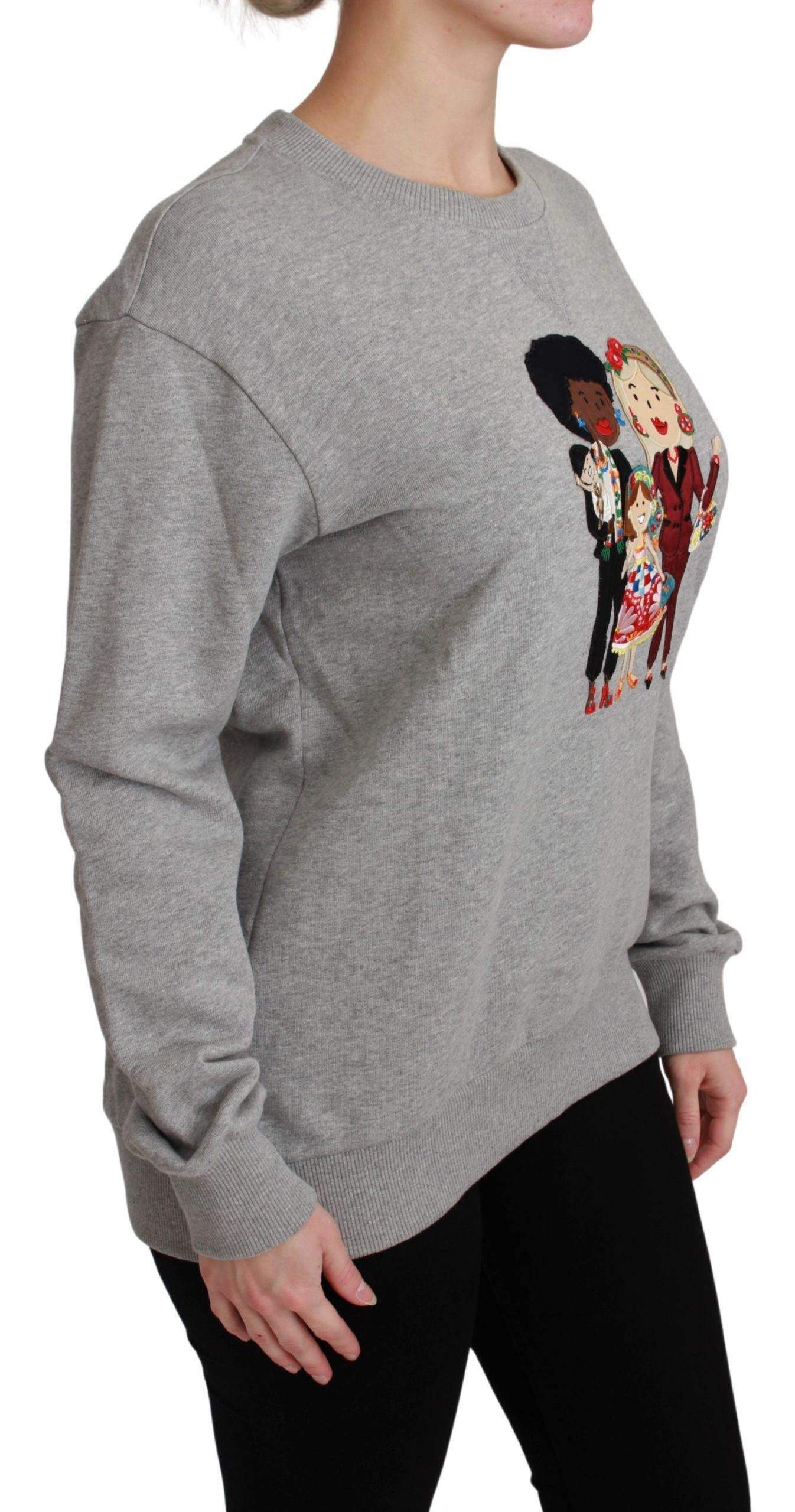 Dolce & Gabbana  Gray #dgfamily Cotton Pullover Sweater #women, Brand_Dolce & Gabbana, Catch, Dolce & Gabbana, feed-agegroup-adult, feed-color-gray, feed-gender-female, feed-size-IT40|S, feed-size-IT42|M, feed-size-IT44|L, feed-size-IT46|XL, Gender_Women, Gray, IT38|XS, IT40|S, IT42|M, IT44|L, IT46|XL, Kogan, Sweaters - Women - Clothing, Women - New Arrivals at SEYMAYKA