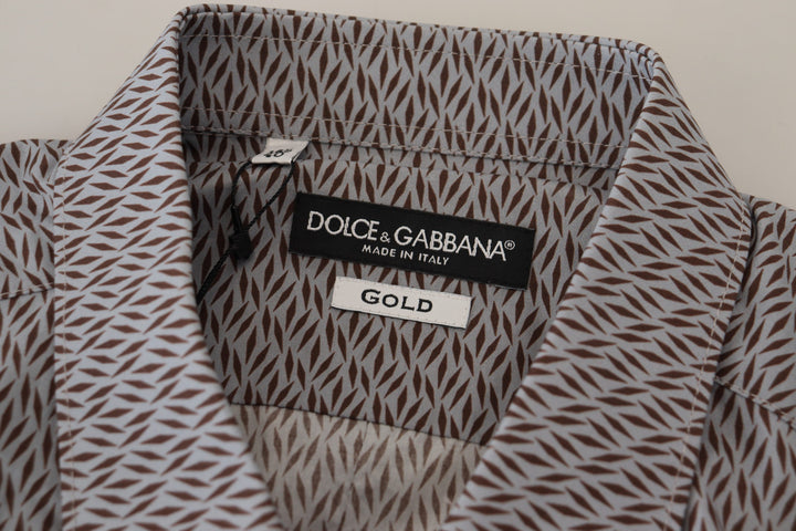 Dolce & Gabbana Gray Brown GOLD Slim Fit Dress Formal Shirt