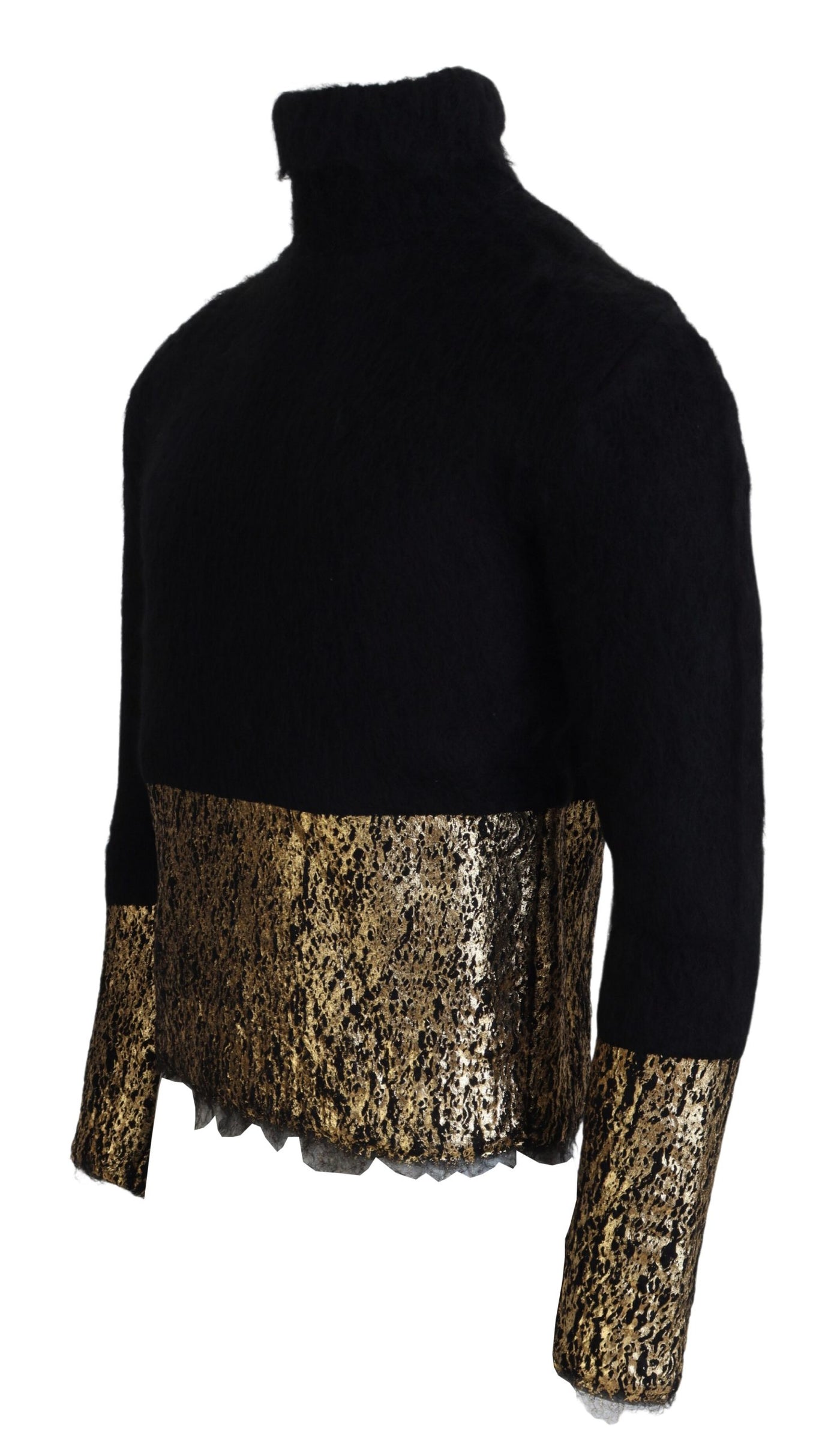 Dolce & Gabbana Black Gold Turtleneck Mohair Pullover s Sweater