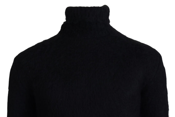 Dolce & Gabbana Black Gold Turtleneck Mohair Pullover s Sweater