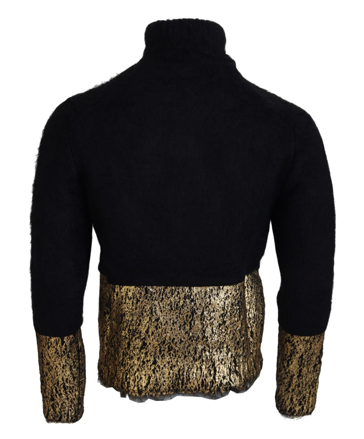 Dolce & Gabbana Black Gold Turtleneck Mohair Pullover s Sweater