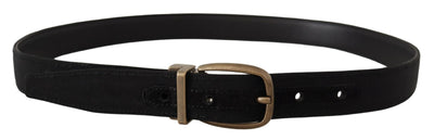 Dolce & Gabbana Black Grosgrain Leather Bronze Metal Belt