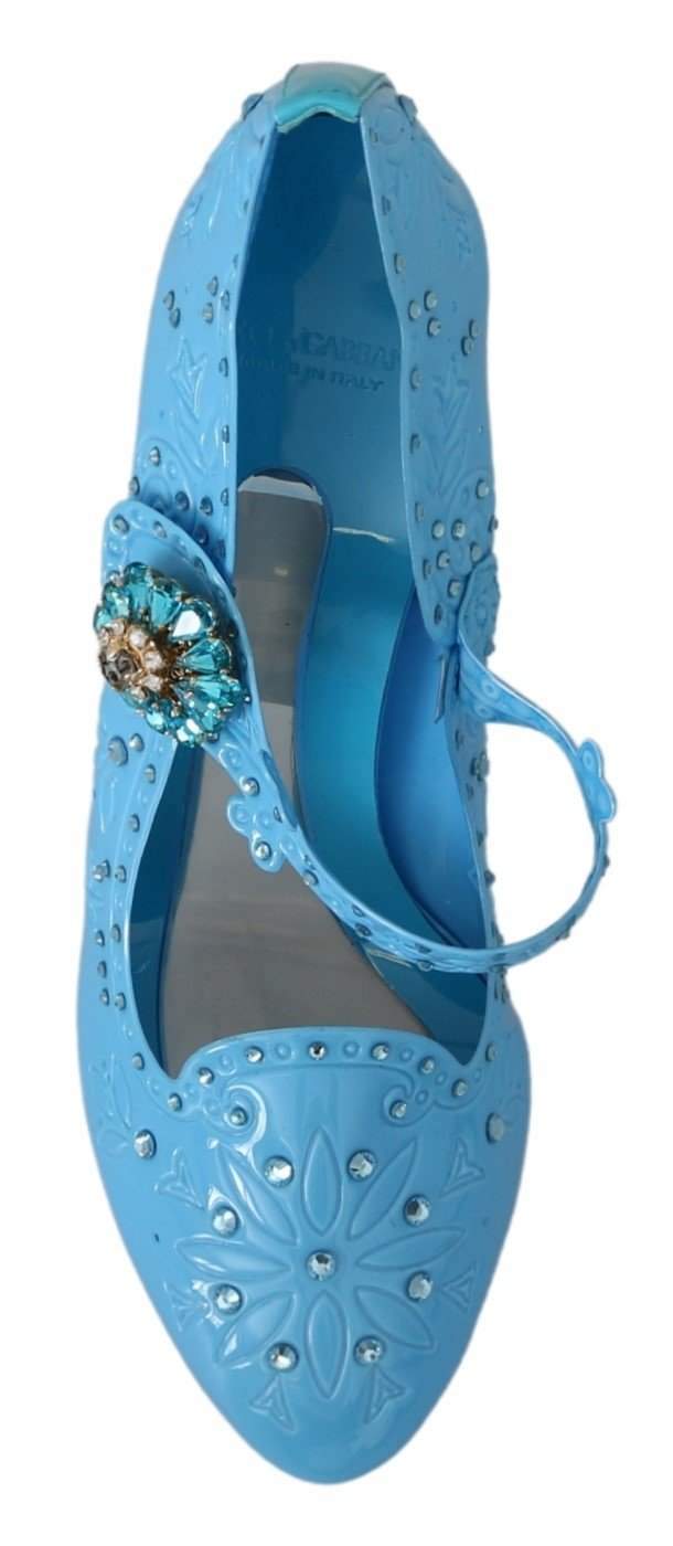 Dolce & Gabbana Blue Floral Crystal CINDERELLA Heels Shoes #women, Blue, Brand_Dolce & Gabbana, Dolce & Gabbana, EU40/US9.5, feed-agegroup-adult, feed-color-blue, feed-gender-female, feed-size-US9.5, Gender_Women, Pumps - Women - Shoes, Shoes - New Arrivals at SEYMAYKA