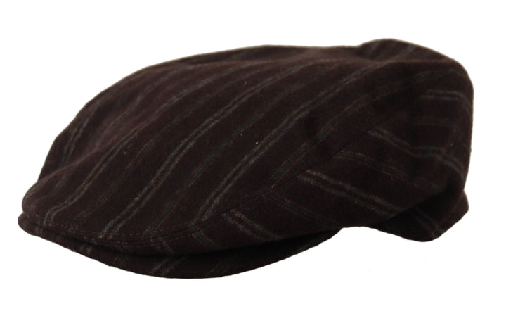 Dolce & Gabbana Brown Stripes Newsboy  Capello Wool Hat