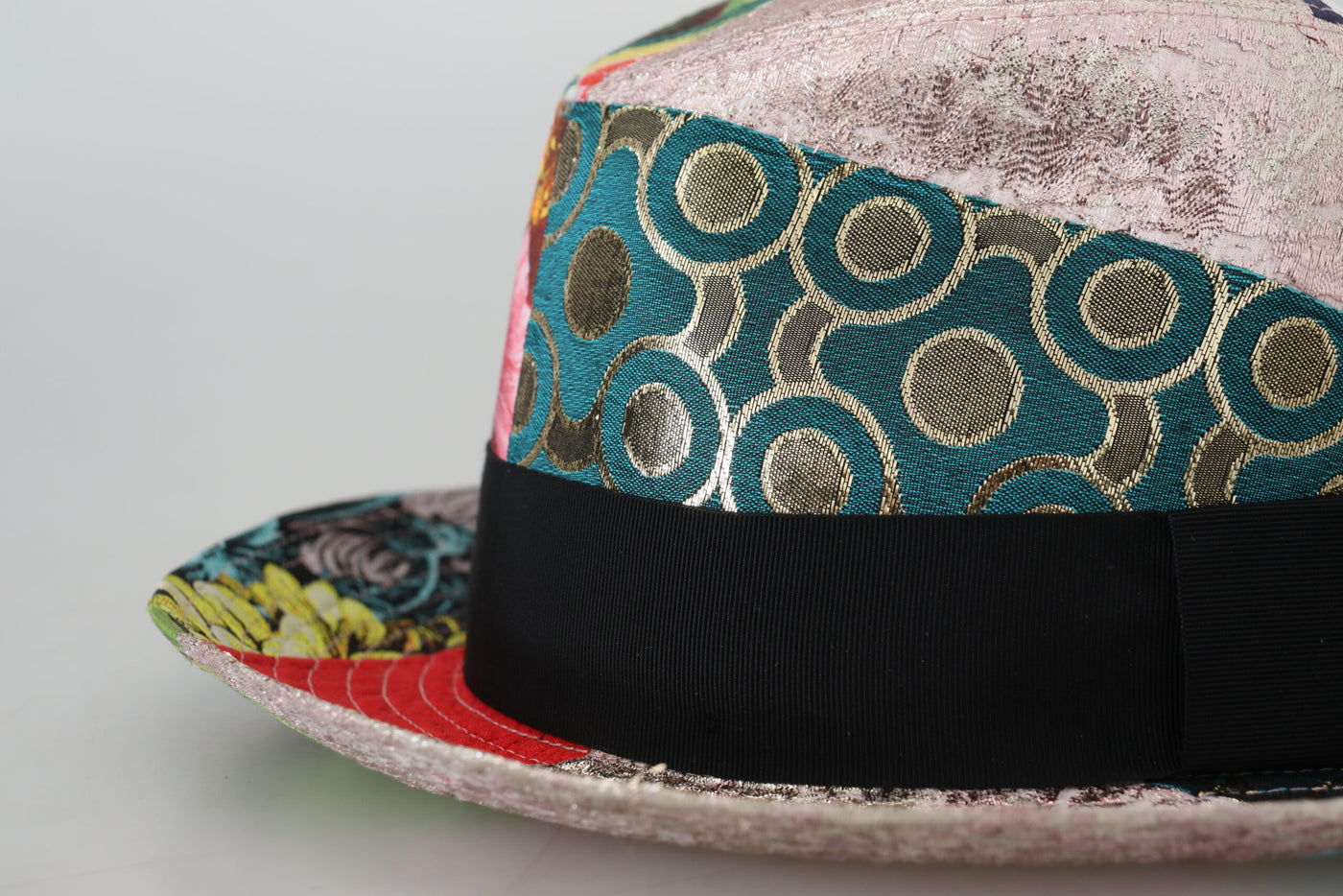 Dolce & Gabbana Multicolor Patchwork Women Fedora Wide Brim Hat