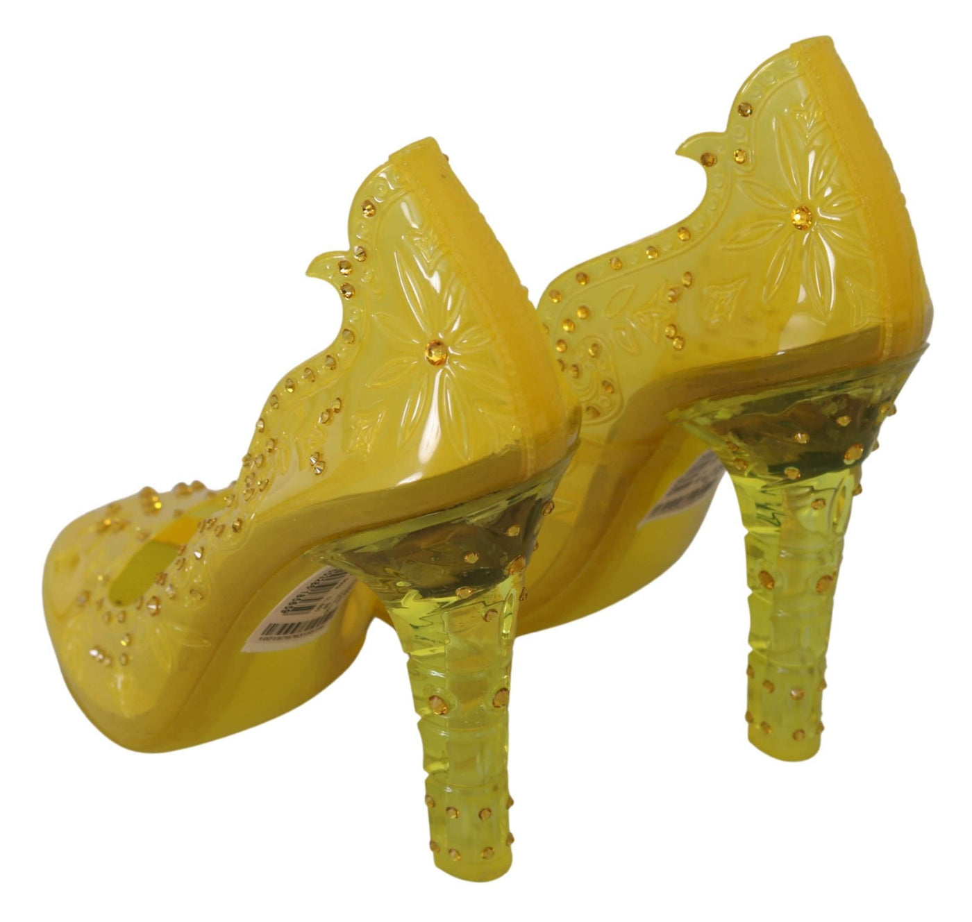 Dolce & Gabbana Yellow Floral Crystal CINDERELLA Heels Shoes #women, Brand_Dolce & Gabbana, Dolce & Gabbana, EU39/US8.5, feed-agegroup-adult, feed-color-yellow, feed-gender-female, feed-size-US8.5, Gender_Women, Pumps - Women - Shoes, Shoes - New Arrivals, Yellow at SEYMAYKA