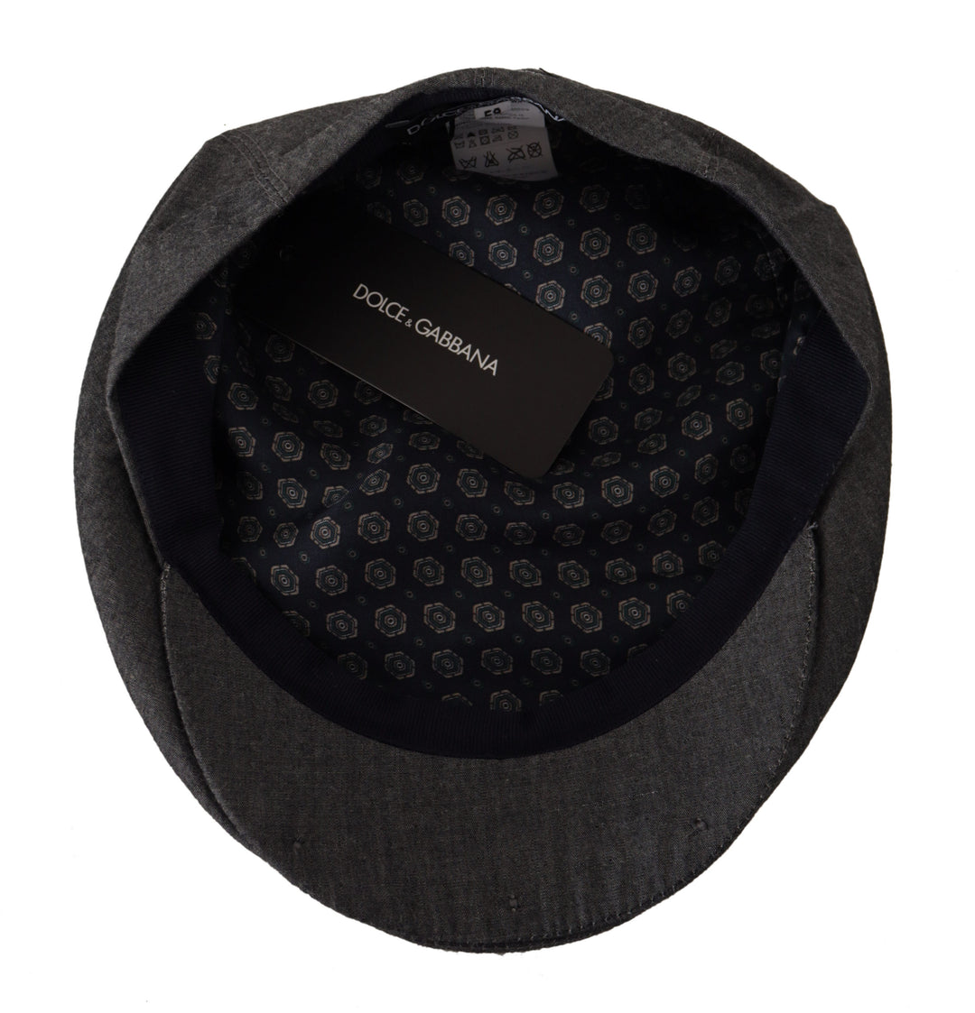 Dolce & Gabbana Gray Newsboy  Capello Cotton Blend Hat