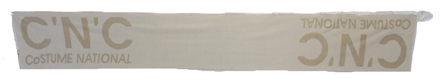 Costume National Beige White Logo Wrap Warmer Shawl Scarf