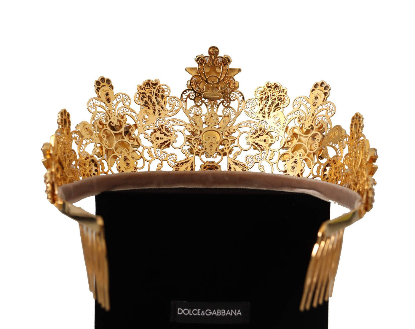 Dolce & Gabbana Gold Tone Brass Star Clear Crystal Crown Diadem Tiara Dolce & Gabbana, feed-1, Gold, Headbands - Women - Accessories at SEYMAYKA