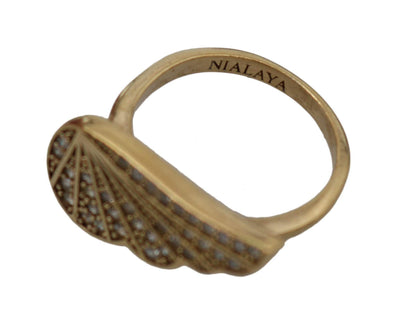 Nialaya Gold Wing Clear CZ 925 Silver Authentic Wo #women, 5, Accessories - New Arrivals, Catch, EU51 | US5, feed-agegroup-adult, feed-color-gold, feed-gender-female, feed-size-EU51 | US5, Gender_Women, Gold, Kogan, Nialaya, Rings - Women - Jewelry at SEYMAYKA