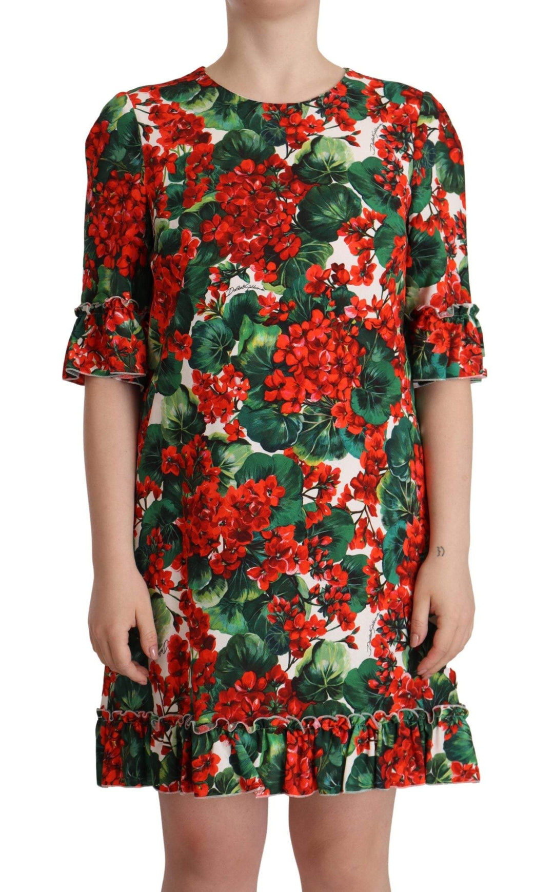 Dolce & Gabbana Multicolor Red Floral Shift Gown Dress Dolce & Gabbana, Dresses - Women - Clothing, feed-1, IT44|L, Multicolor at SEYMAYKA