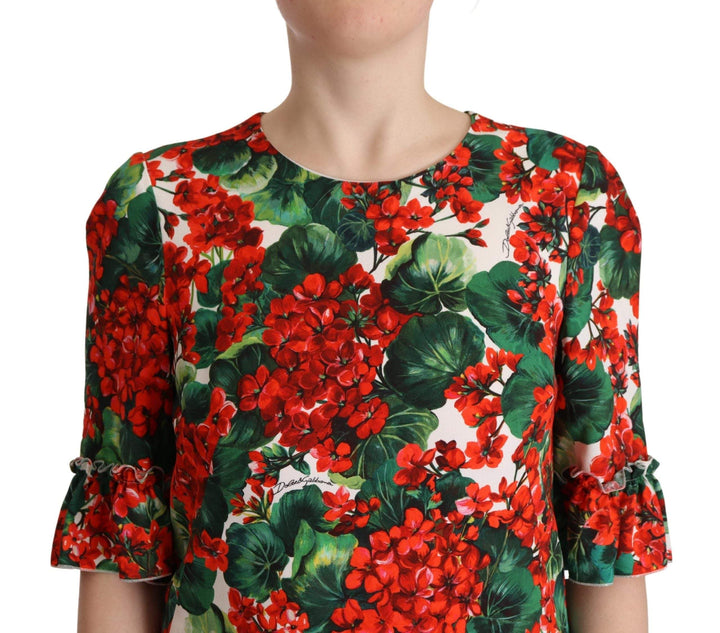 Dolce & Gabbana Multicolor Red Floral Shift Gown Dress Dolce & Gabbana, Dresses - Women - Clothing, feed-1, IT44|L, Multicolor at SEYMAYKA