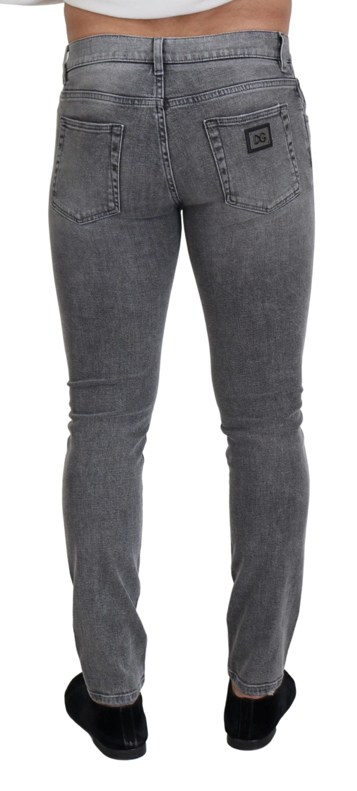 Dolce & Gabbana Grey Washed Cotton Skinny Denim Jeans