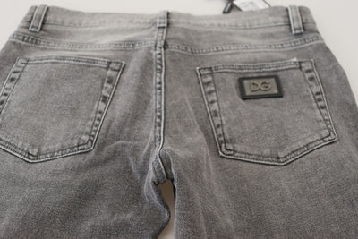 Dolce & Gabbana Grey Washed Cotton Skinny Denim Jeans
