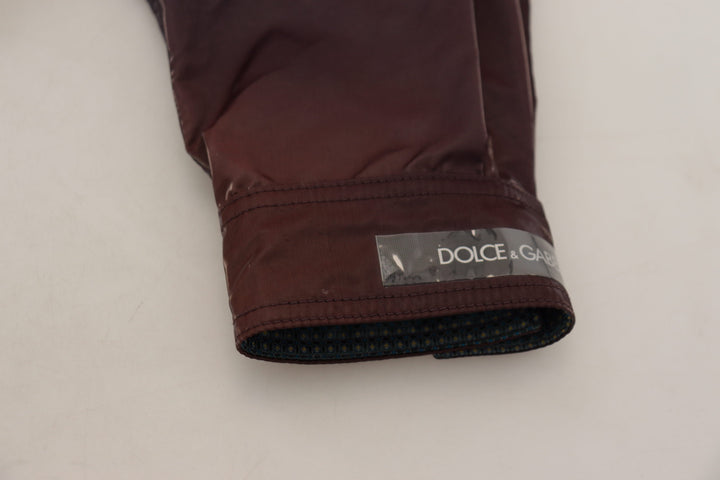 Dolce & Gabbana Purple Nylon Collared Biker Coat Jacket