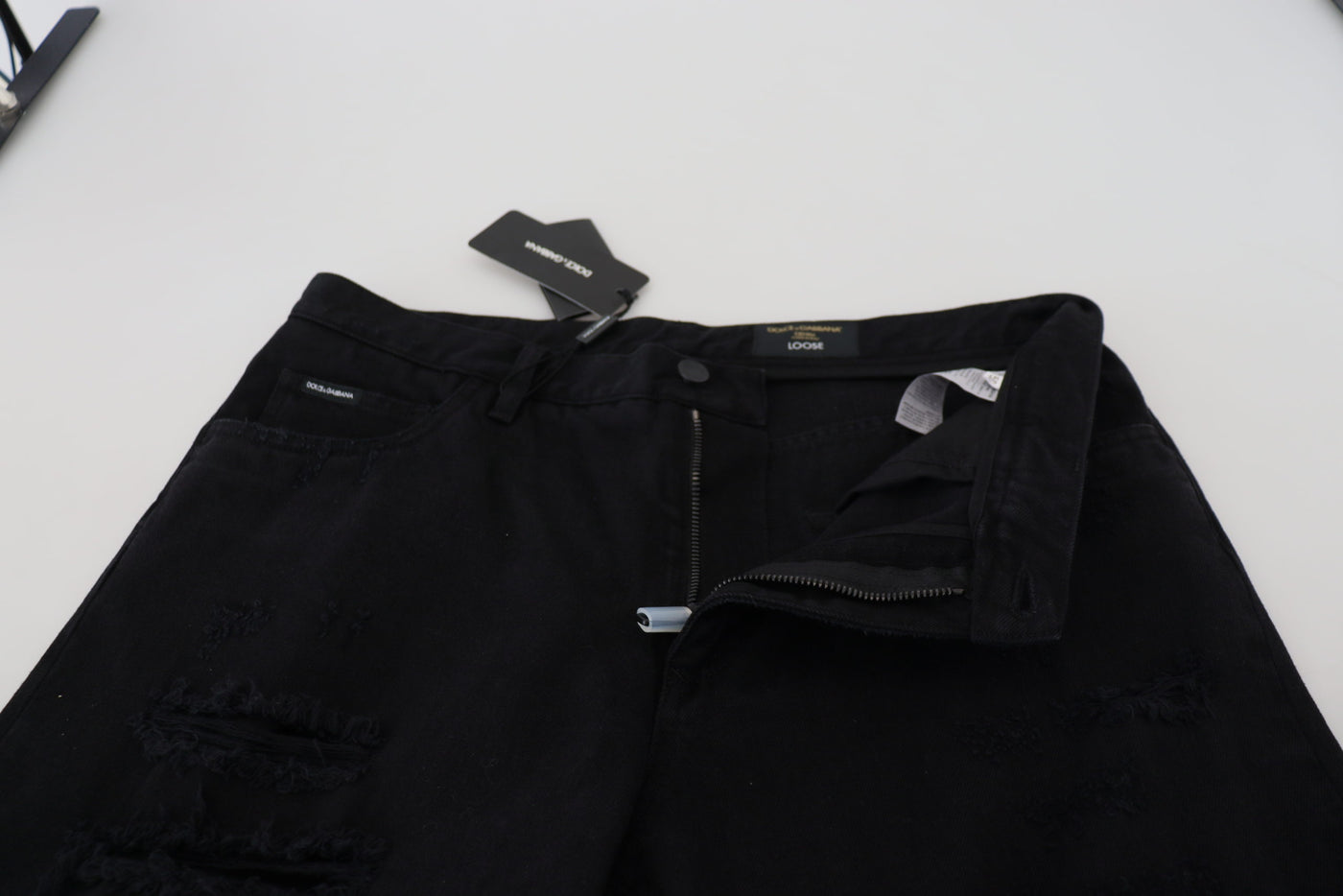 Dolce & Gabbana Black Loose Regular Torn Cotton Jeans