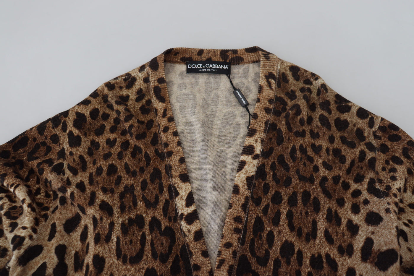 Dolce & Gabbana Brown Leopard Wool Robe Cardigan Sweater