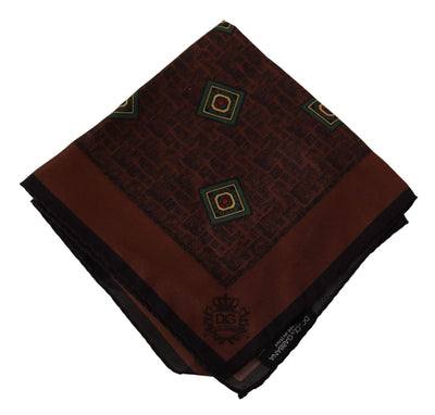 Dolce & Gabbana Brown Patterned Silk Square Handkerchief Scarf #men, Brown, Dolce & Gabbana, feed-agegroup-adult, feed-color-Brown, feed-gender-male, Handkerchief - Men - Accessories at SEYMAYKA