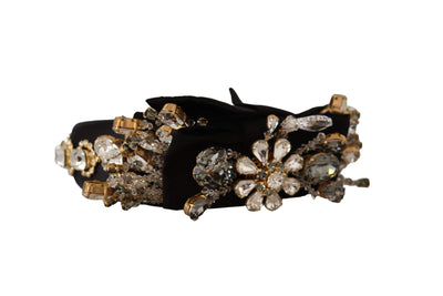 Dolce & Gabbana Clear Crystal Embellished Silk Fiocco Diadem Headband Dolce & Gabbana, feed-1, Gold Black, Headbands - Women - Accessories at SEYMAYKA