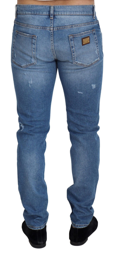 Dolce & Gabbana Blue Slim Fit Wash Stretch Cotton Denim Jeans