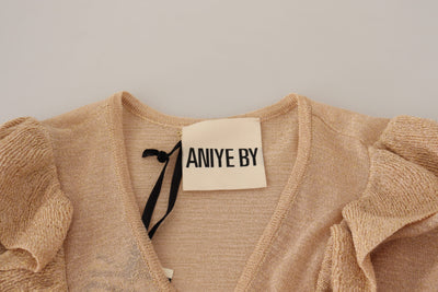 Aniye By Beige Ruffle Long Sleeves Open Front Cardigan Sweater